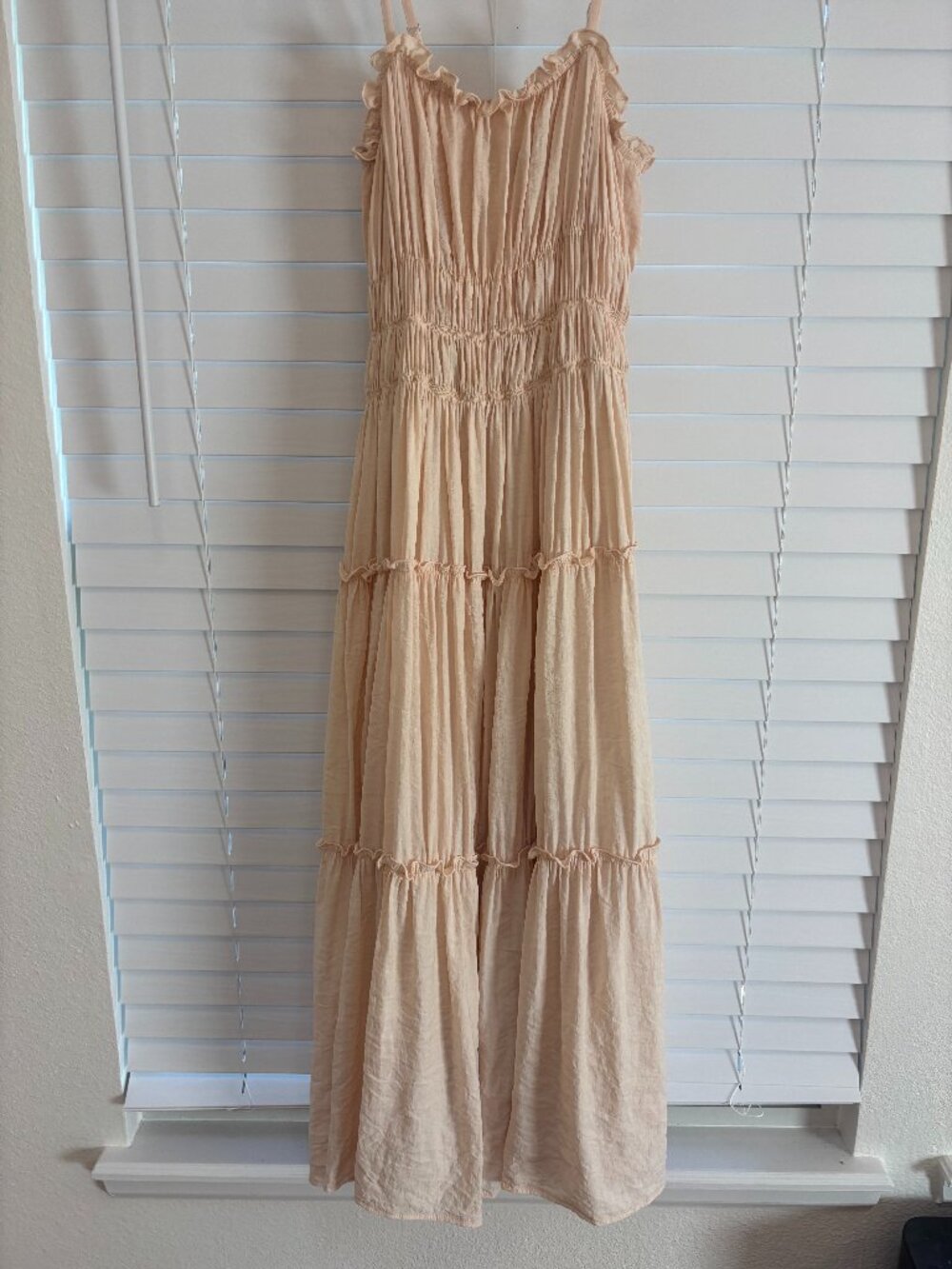 Lulus My Sweet Side Pale Blush Tiered Ruffled Maxi Dress XS